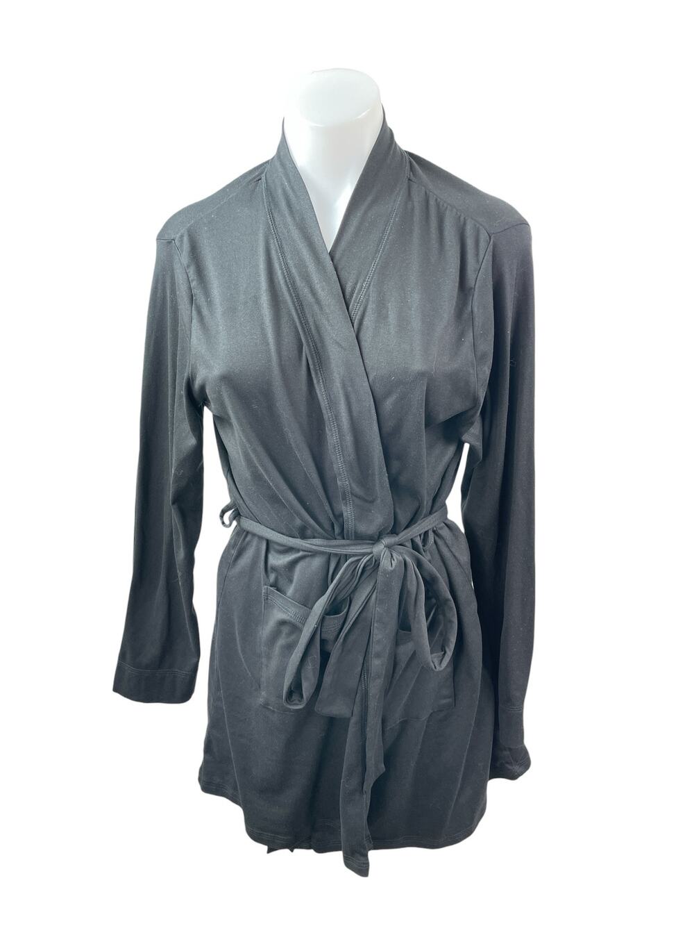 Juicy Couture Women's Black Rhinestone Long Sleeve Tie Sleepwear Robe Size M